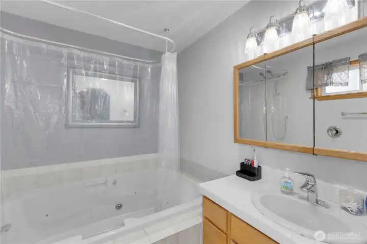 Primary bathroom with spa-like jacuzzi