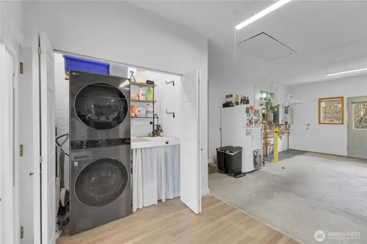 Stylish laundry nook in garage