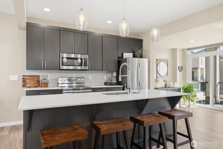 Pull up a seat at the roomy island to watch the chef at work!