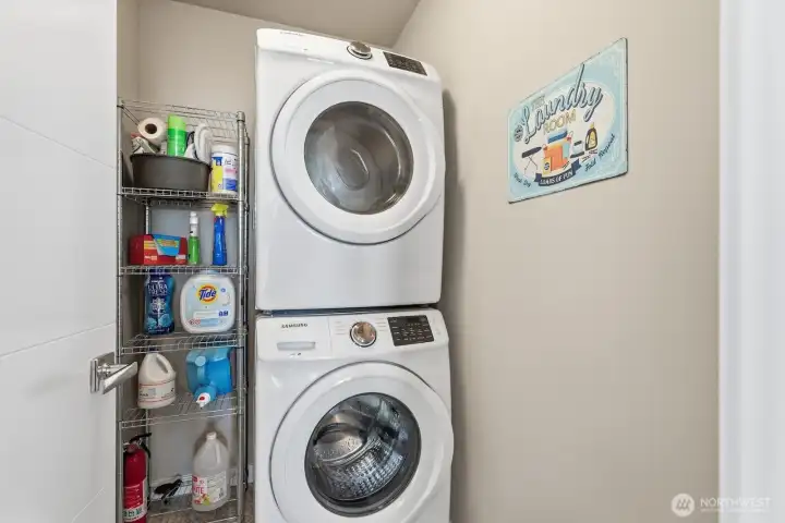 Handy upper level laundry means never having to haul baskets of clothes up and down the stairs.