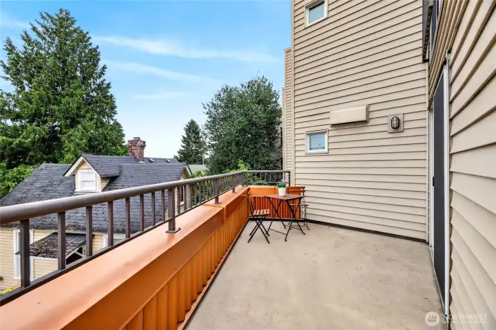 Massive Private deck is estimated to be 415 sq ft that is all your own. There's still enough space for hammock stand or propane BBQ. Massive Private deck is estimated to be 415 sq ft that is all your own. There's still enough space for hammock stand or propane BBQ.
