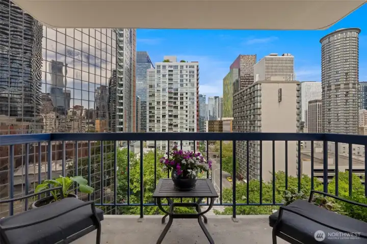 Patio off dining room overlooks the park below. There's so much space around the building!