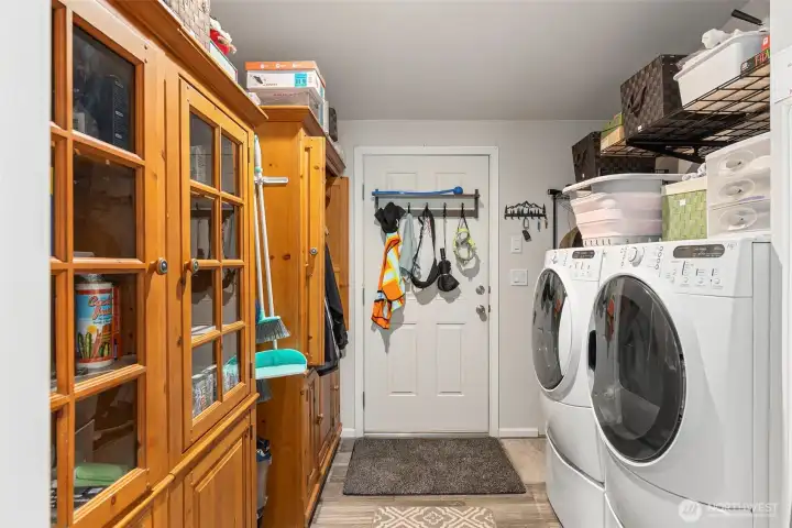 Laundry, utility, back door to carport
