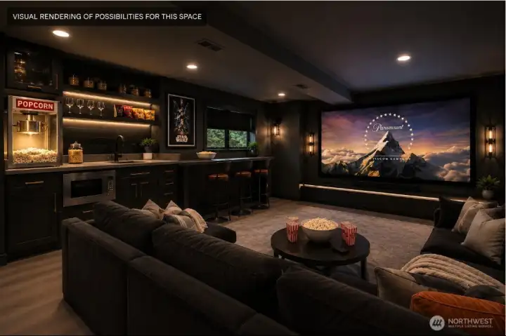 Want a fun place to gather with the family? Here is another AI concept for a home movie theater.