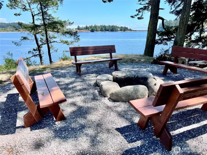 Waterfront firepit for community members Waterfront firepit for community members