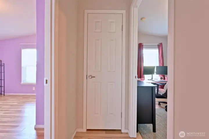 Down the hall from the living room are the two front bedrooms Down the hall from the living room are the two front bedrooms