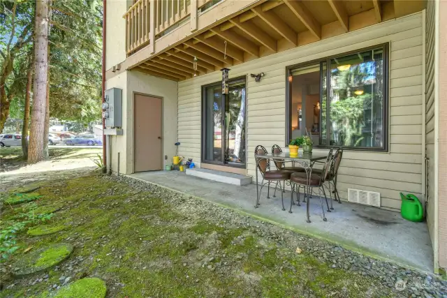 Covered patio and storage.