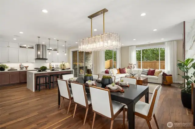 Modern craftsman design with with sophisticated color palette in burgundy and gold with rich walnut & ebony
