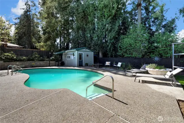 Pool house and outdoor shower