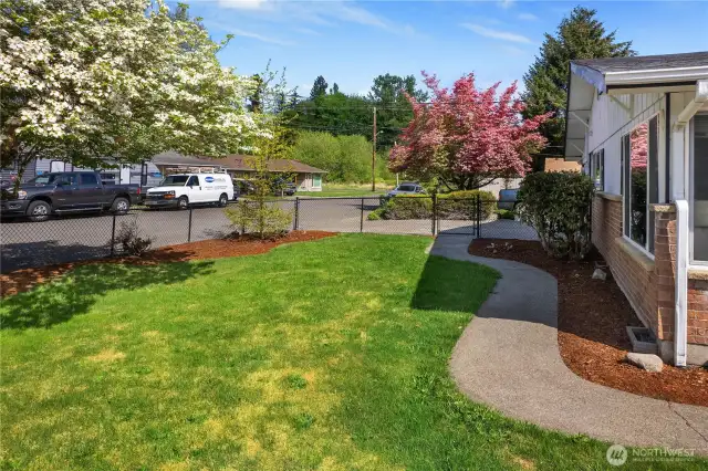 Fully fenced front yard