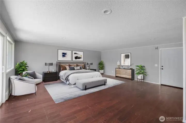 Bonus room was virtually staged to show option as a primary bedroom