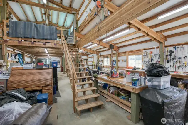 Stairs are on hinges to store up when not in use.