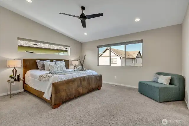Large primary suite offers light and privacy with intelligently placed windows.
