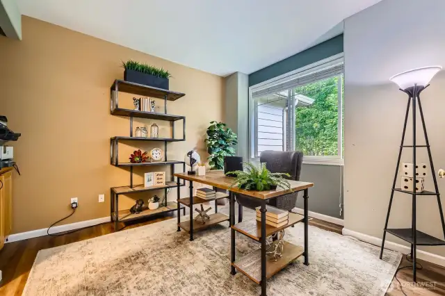 The den/office is a work from home option.