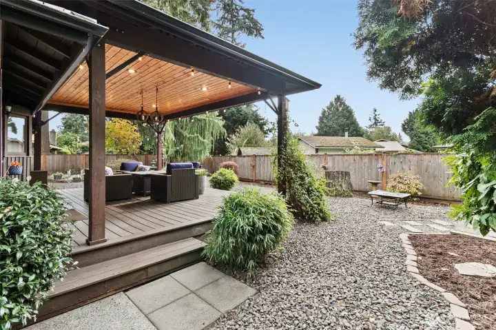 Another view of the beautifully manicured and maintained backyard.  Very low maintenance.