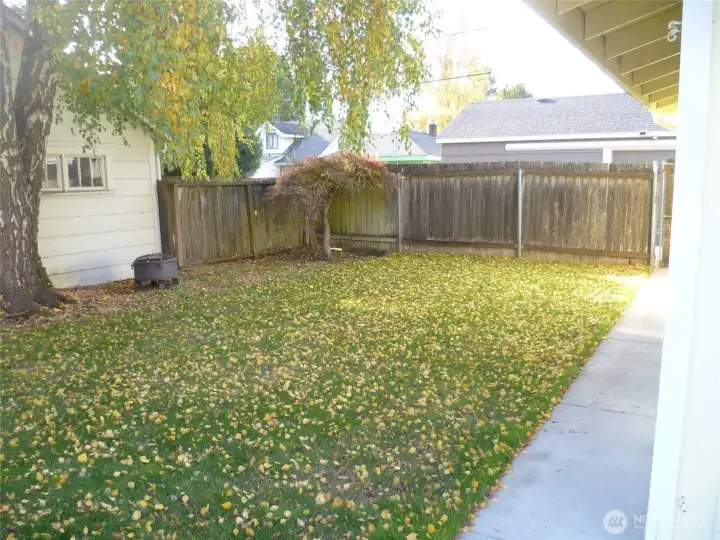 Fully fenced backyard