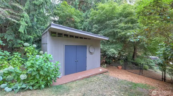 Convenient storage shed offering plenty of space to keep your outdoor essentials organized.