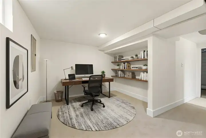 Basement Office Space - (virtually staged)