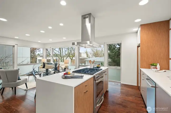 Easy conversation while cooking and entertaining guests