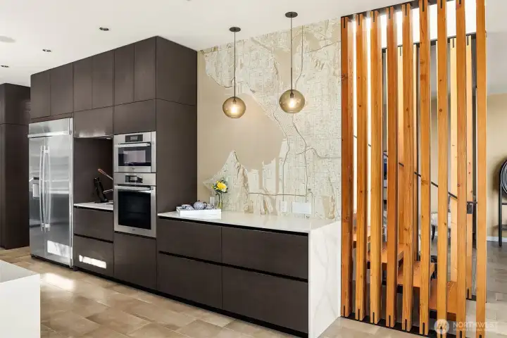 Custom mural feature wall, coffee bar