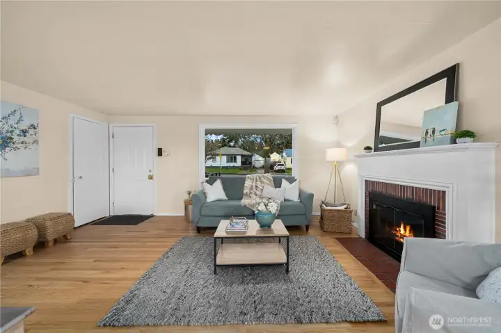 Large double pane picture windows let in the light.