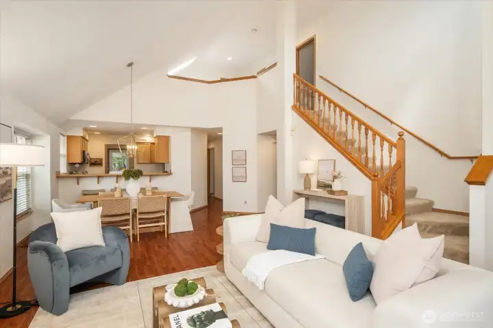 Open-concept layout designed for effortless flow and connection. Skylights and soaring ceilings help bring in natural light throughout the home and throughout the day!