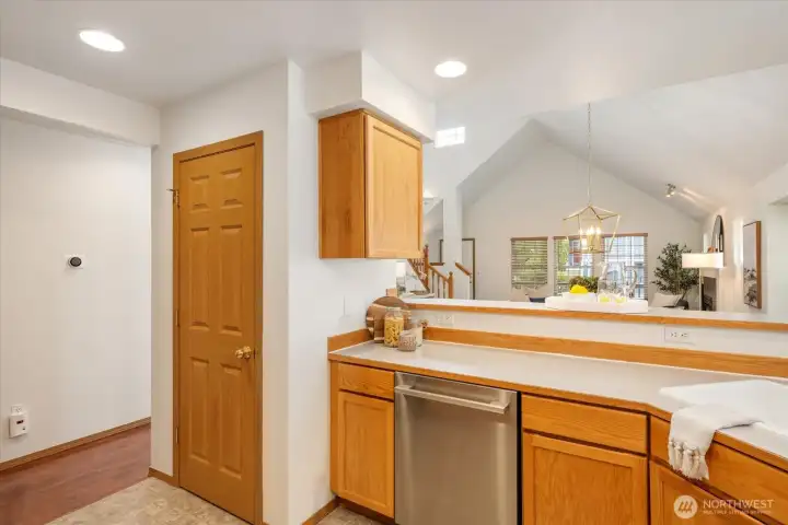 A dedicated pantry enhances storage and keeps the kitchen effortlessly organized.
