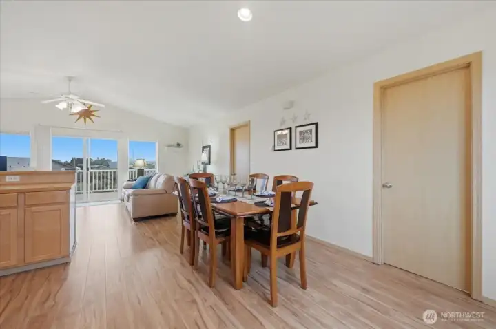 Dinette space with Primary bedroom and bathroom to the right~