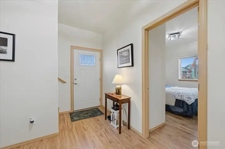 View from the family room of the front door and 1st bedroom~