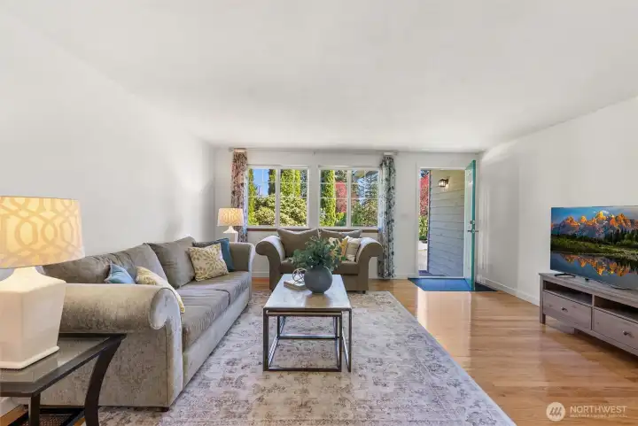 Living room view from dining area