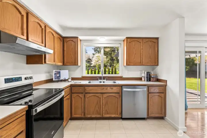 Lots of cabinet space and room for a small island