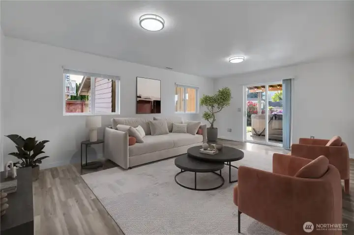 Lower level opens to back patio.