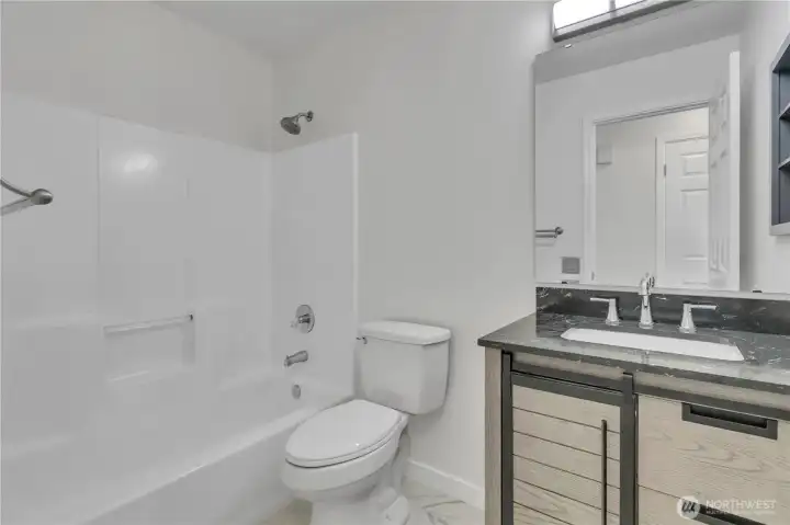 Full bath on upper level.