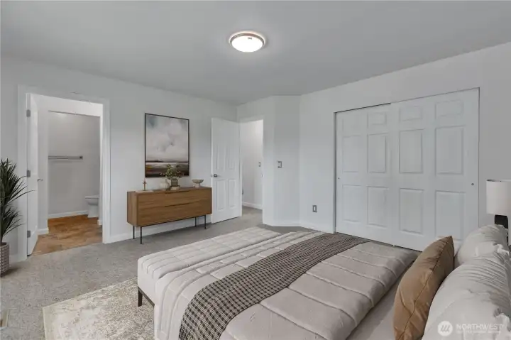Primary suite with attached bath.