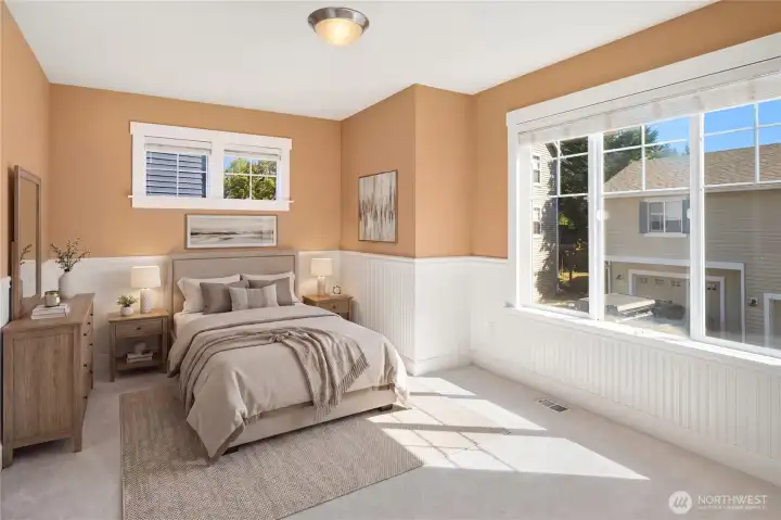 Room is virtually staged. Upstairs room #3.