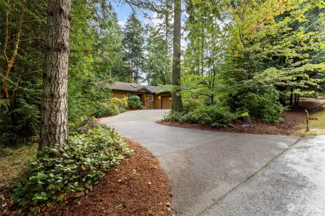 Designed to seem like a cabin in the woods.  Home sits on private lot with serene natural landscape.