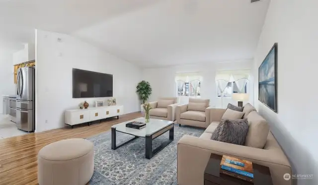 Step inside to the soaring ceiling of your spacious living room! (Virtually staged)