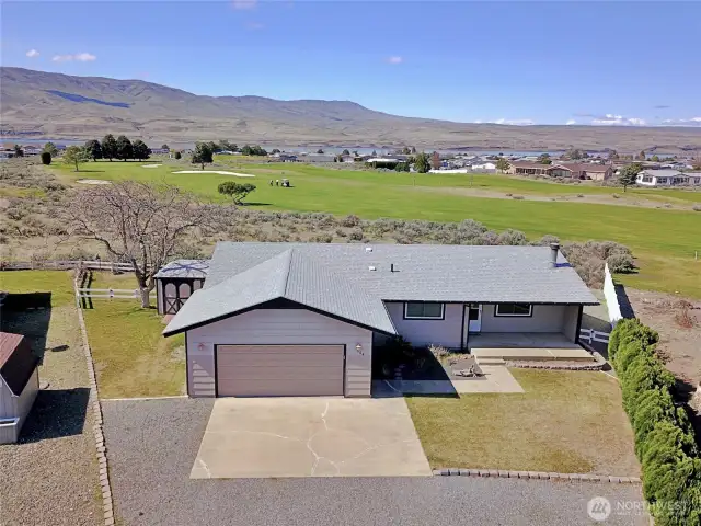 Aerial view of home.