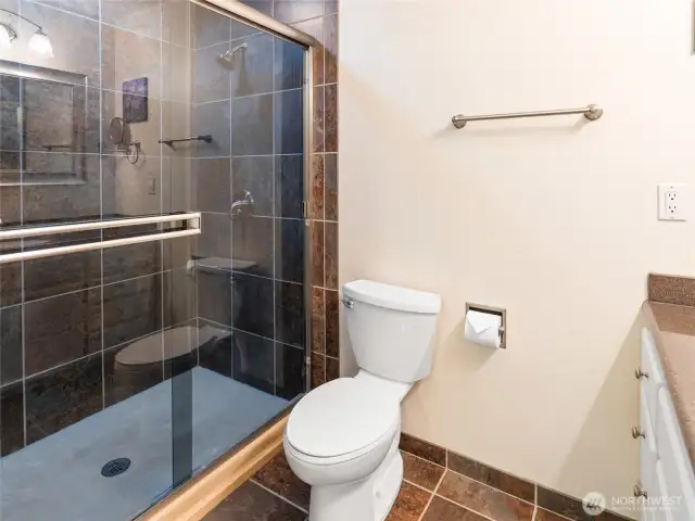 Primary bathroom with walk in shower.