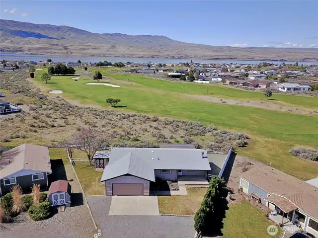 Aerial view from front of home.