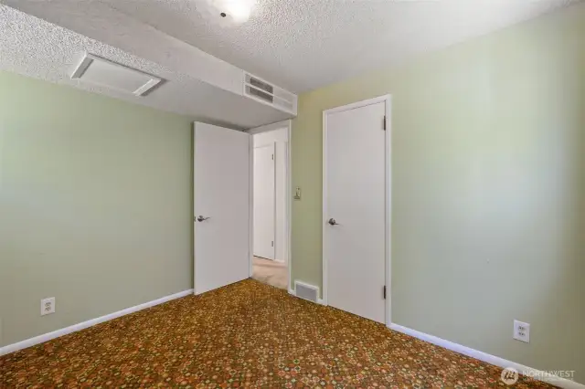 Main floor back bedroom entry and closet door