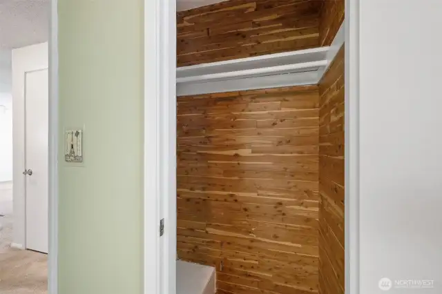 Main floor bedroom cedar lined closet
