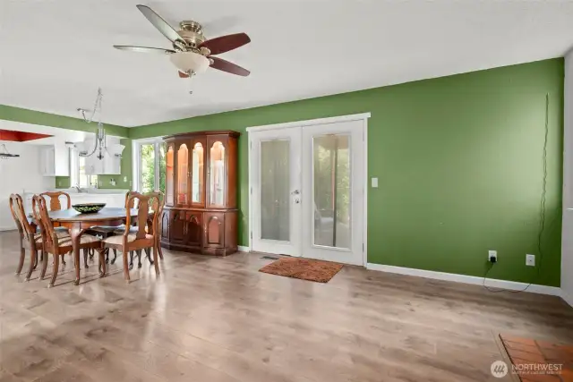 2nd living area leads to the backyard.
