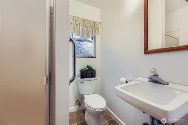 Convenient 3/4 bath with walk-in shower and natural light