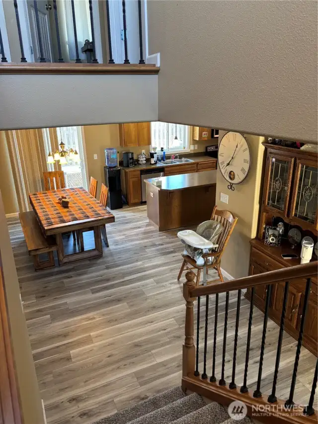 View from the upsrairs to the main floor.
