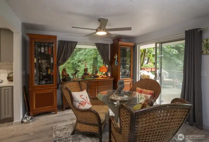 Nice sized dining area doors to outside deck