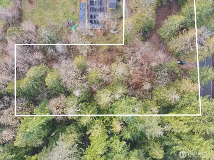 Overhead view with approximate boundaries in white.