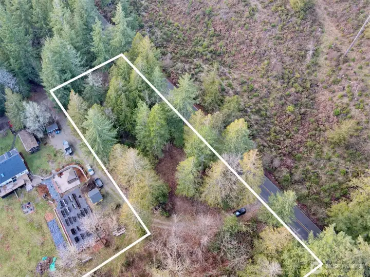 Overhead view with approximate boundaries in white.