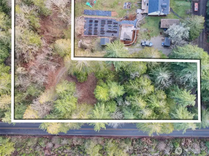 Overhead view with approximate boundaries in white.