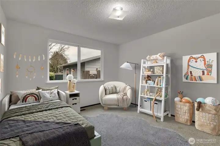 Virtually staged , Rear bedroom